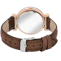 New Latest Generation Exclusive Luxury Diamond Cute brown Leather Strap Analog Stylish Fashion Wrist Watch - For Girls Women-thumb2