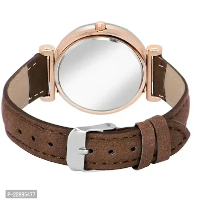 New Latest Generation Exclusive Luxury Diamond Cute brown Leather Strap Analog Stylish Fashion Wrist Watch - For Girls Women-thumb3