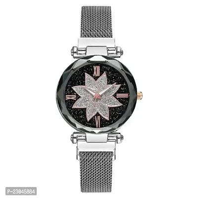 New Classic Fashion Flower Dial Trendy silver Magnetic Chain Quartz Wrist watch for Girls Watch - For women-thumb2