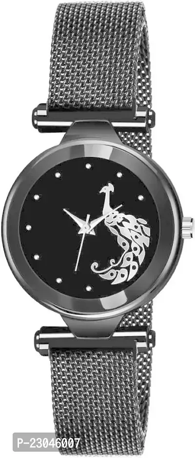 Attractive Unique New Luxury Black Design peacock Magnet Strap Wrist watch for Girls Women-thumb2