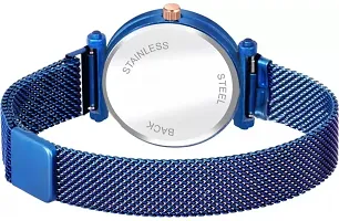 Magnetic Strap Luxury Heart Dial Blue Analog Watch - For Women  Girls-thumb2