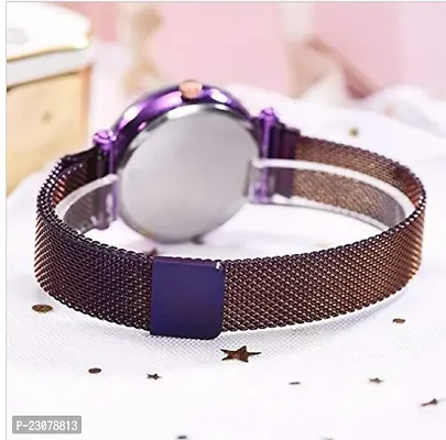 Attractive Unique New Luxury Purple Design peacock Magnet Strap Wrist watch for Girls Women-thumb3