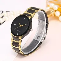 Stylish Luxury Round Shaped Analog Watch - For Men New Collection Gold Black Analog Analog Watch - For Men-thumb1