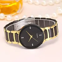 Stylish Luxury Round Shaped Analog Watch - For Men New Collection Gold Black Analog Analog Watch - For Men-thumb2