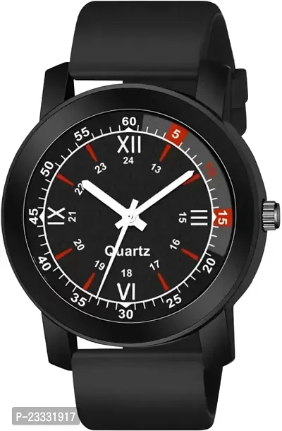 Analog Watch - For Men New Fashion  Black Dial Pado Case Black Rubber Strap