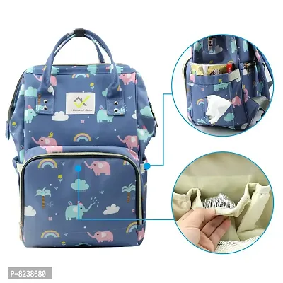 House of Quirk Baby Diaper Bag Maternity Backpack (Blue Elephant Printed)-thumb4
