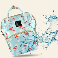 House of Quirk Baby Diaper Bag Maternity Backpack (Light Blue Flamingo)-thumb1