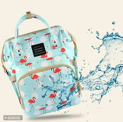House of Quirk Baby Diaper Bag Maternity Backpack (Light Blue Flamingo)-thumb2