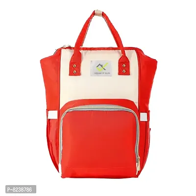 House of Quirk Baby Diaper Bag Blue Maternity Backpack (Red/Beige)