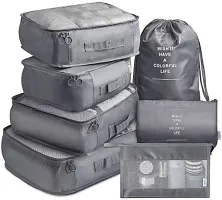 Elegant Grey Solid Canvas Organizer Bags(Pack Of 7)-thumb1