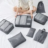 Elegant Grey Solid Canvas Organizer Bags(Pack Of 7)-thumb2