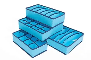 Set of 4 Foldable Storage Box Drawer Divider Organizer Closet Storage for Socks Bra Tie Scarfs - Blue30x34x11(CM)-thumb2