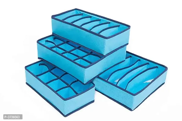Set of 4 Foldable Storage Box Drawer Divider Organizer Closet Storage for Socks Bra Tie Scarfs - Blue30x34x11(CM)-thumb3