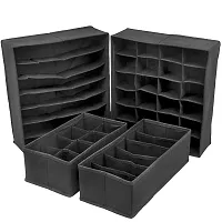 Set of 4 Foldable Storage Box Drawer Divider Organizer Closet Storage for Socks Bra Tie Scarfs - Black30x34x11(CM)-thumb3