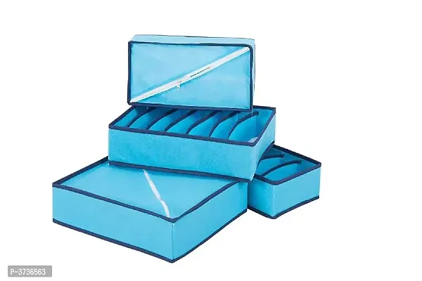 Set of 4 Foldable Storage Box Drawer Divider Organizer Closet Storage for Socks Bra Tie Scarfs - Blue30x34x11(CM)-thumb4