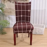Designer Brown Polyester Spandex Stretch Removable Washable Elastic Chair Slipcover-thumb1