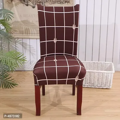 Designer Brown Polyester Spandex Stretch Removable Washable Elastic Chair Slipcover-thumb2