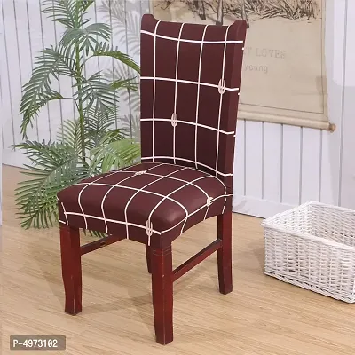 Designer Brown Polyester Spandex Stretch Removable Washable Elastic Chair Slipcover-thumb0