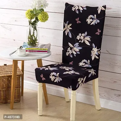 Designer Black Polyester Spandex Stretch Removable Washable Elastic Chair Slipcover