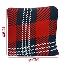 Polyester Cushion Cover Home Sofa Decorative Check (Checks Red, 4)-thumb1