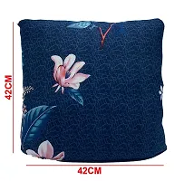 Polyester Cushion Cover Home Sofa Decorative (Pack of 2)(Dark Blue Lotus)-thumb1