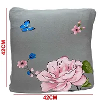 Polyester Cushion Cover Home Sofa Decorative (Grey Pink Flower, 4)-thumb1