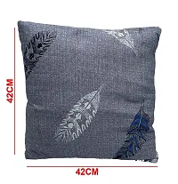 Polyester Cushion Cover Home Sofa Decorative (Pack of 6)(Grey Fern)-thumb1