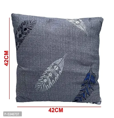 Polyester Cushion Cover Home Sofa Decorative (Pack of 6)(Grey Fern)-thumb2