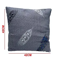 Polyester Cushion Cover Home Sofa Decorative (Pack of 2)(Grey Fern)-thumb1