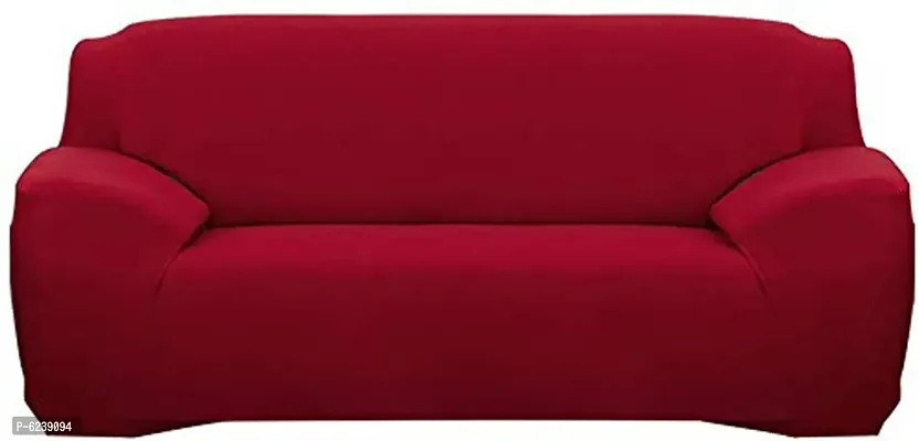 Polyester Sofa Cover (Wine Red Pack Of 1)