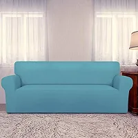 Polyester Sofa Cover (Blue Pack Of 1)-thumb1