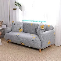 Polyester Sofa Cover (Grey/Yellow Triangle Pack Of 1)-thumb2