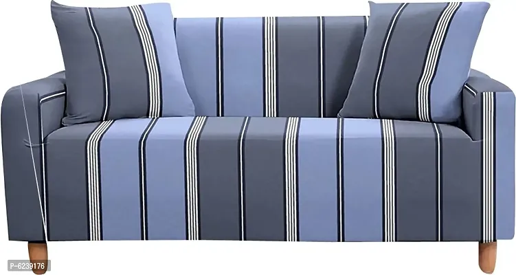 Polyester Sofa Cover (Grey, Blue Pack Of 1)