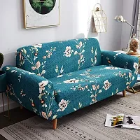 Polyester Sofa Cover (Bottle Green Flower Pack Of 1)-thumb1