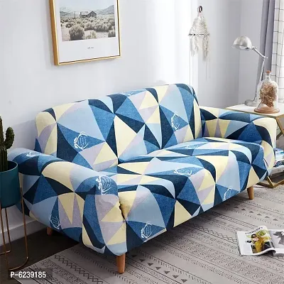 Polyester Sofa Cover (Blue Prism Pack Of 1)-thumb3