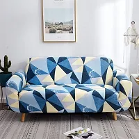Polyester Sofa Cover (Blue Prism Pack Of 1)-thumb1