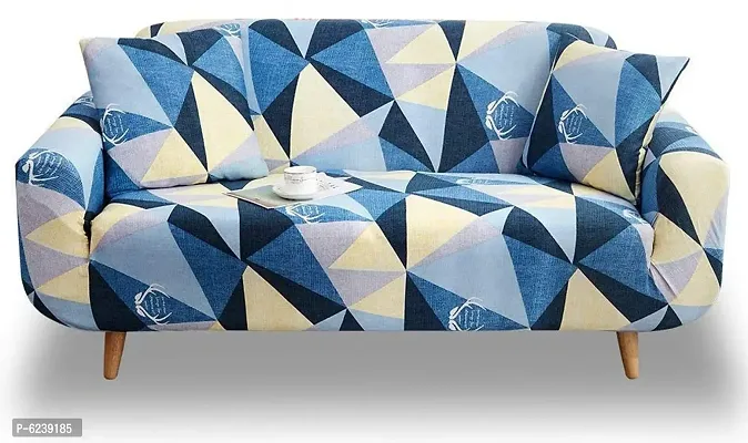 Polyester Sofa Cover (Blue Prism Pack Of 1)