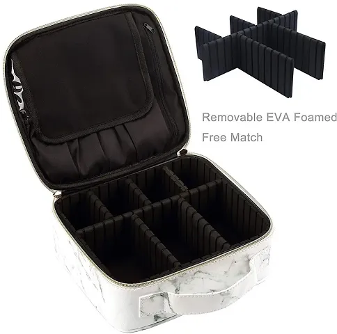 Stylish Nylon EVA Makeup Cosmetic Storage Case with Adjustable Compartment