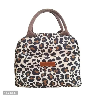 Stylish Insulated Reusable Printed Lunch Bag for School Picnic Office Outdoor Gym-Large A, Leopard