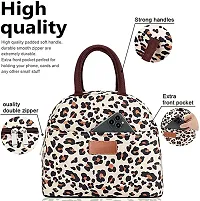 Stylish Insulated Reusable Printed Lunch Bag for School Picnic Office Outdoor Gym-Large A, Leopard-thumb2