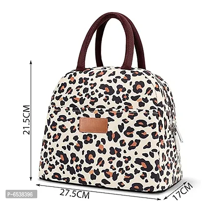 Stylish Insulated Reusable Printed Lunch Bag for School Picnic Office Outdoor Gym-Large A, Leopard-thumb4