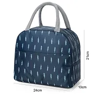 House of Quirk Insulated Lunch Bags Small for Women Work Student Kids to School Thermal Cooler Tote Bag Picnic Organizer Storage Lunch Box Portable (Blue Leaf)-thumb2
