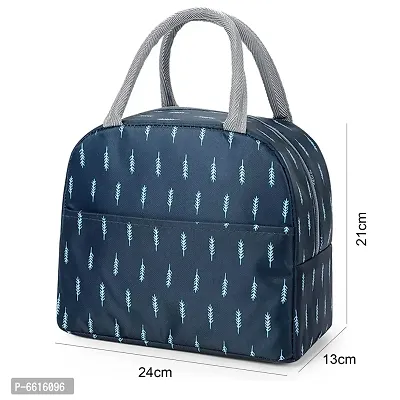 House of Quirk Insulated Lunch Bags Small for Women Work Student Kids to School Thermal Cooler Tote Bag Picnic Organizer Storage Lunch Box Portable (Blue Leaf)-thumb3