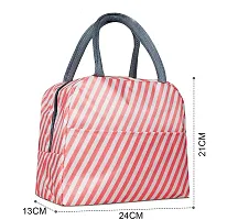 House of Quirk Insulated Lunch Bags Small for Women Work Student Kids to School Thermal Cooler Tote Bag Picnic Organizer Storage Lunch Box Portable and Reusable (Pink Stripes)-thumb4