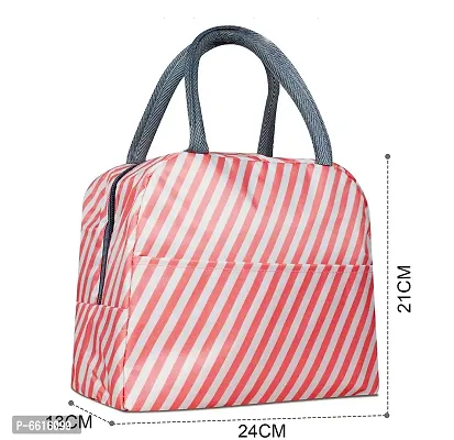 House of Quirk Insulated Lunch Bags Small for Women Work Student Kids to School Thermal Cooler Tote Bag Picnic Organizer Storage Lunch Box Portable and Reusable (Pink Stripes)-thumb5