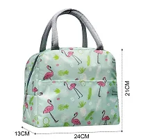 House of Quirk Insulated Lunch Bags Small for Women Work Student Kids to School Thermal Cooler Tote Bag Picnic Organizer Storage Lunch Box Portable and Reusable (Green Flamingo)-thumb4