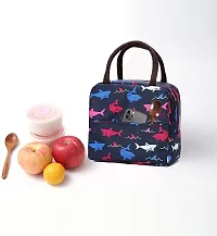 House of Quirk Insulated Lunch Bags Small for Women Work Student Kids to School Thermal Cooler Tote Bag Picnic Organizer Storage Lunch Box Portable and Reusable (Blue Shark)-thumb3