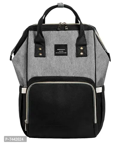 Designer Black / Grey Baby Diaper Bag Maternity Backpack-thumb0