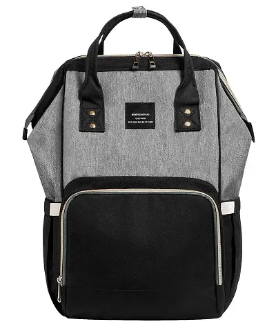 Designer Black / Grey Baby Diaper Bag Maternity Backpack