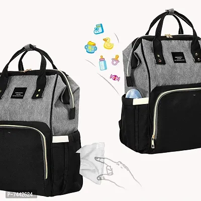 Designer Black / Grey Baby Diaper Bag Maternity Backpack-thumb2